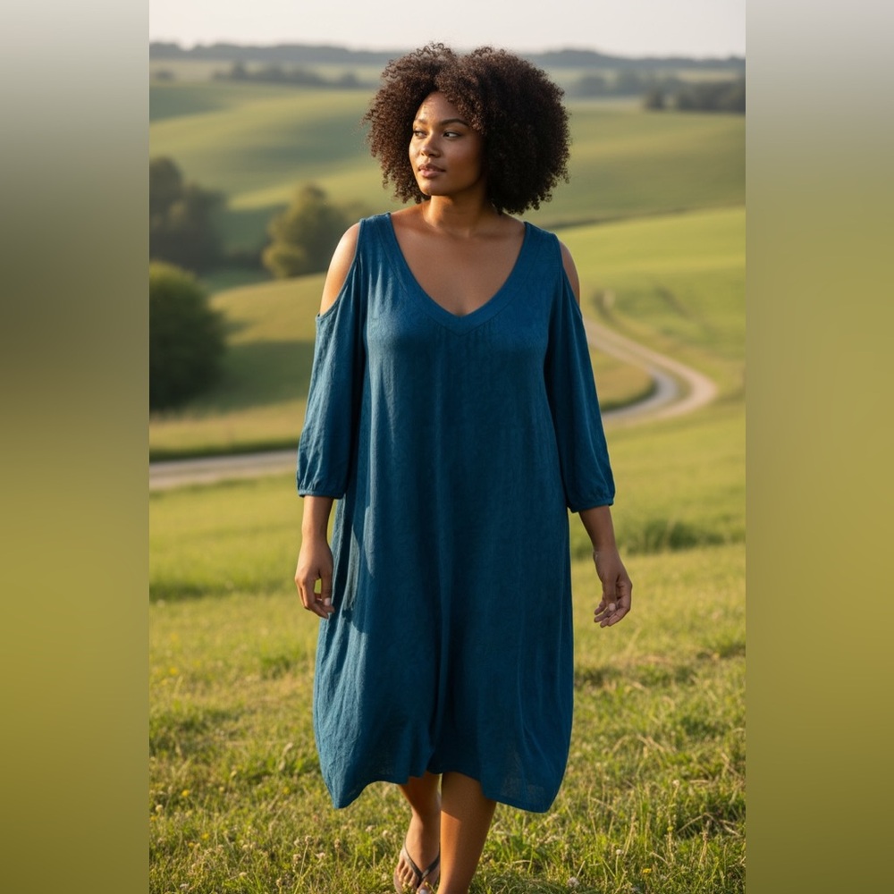 Anthropologie HOLDING HORSES NWT Sapphire Blue Dress Boho Cowgirl Vacation Sz M